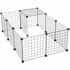 PawHut Cage Parc Enclos Pour Animaux Domestiques L 106 X L 73 X H 36 Cm Bords Arrondis Fil Métallique Noir 55 - Noir