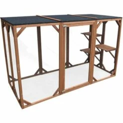 WILTEC Enclos Extérieur Parc Pour Chat Résistant Aux Intempéries 180 X 80 X 111,8 Cm Avec 3 Zones De Repos -Poulailler et élevage de la basse-cour Soldes 2022 13207776 3