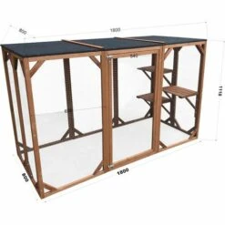 WILTEC Enclos Extérieur Parc Pour Chat Résistant Aux Intempéries 180 X 80 X 111,8 Cm Avec 3 Zones De Repos -Poulailler et élevage de la basse-cour Soldes 2022 13207776 4