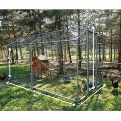 CHEMIN DES POULAILLERS Enclos Poulailler 8m² Tubes 32mm H2,25m - Parc Grillagé Renforcé 4x2m - Acier Galvanisé -Poulailler et élevage de la basse-cour Soldes 2022 13510122 3