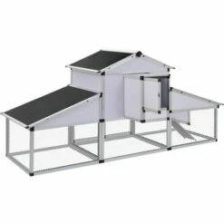 VidaXL Poulailler Avec Rampes Et Nichoir Aluminium - Blanc -Poulailler et élevage de la basse-cour Soldes 2022 1442771 4