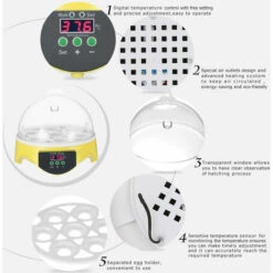 ASUPERMALL Incubateur Automatique Intelligent Pour Oeufs 7 Oeufs Ac220V Eu Plug -Poulailler et élevage de la basse-cour Soldes 2022 14635317 4