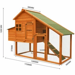WILTEC Poulailler Avec Nichoir & Enclos Bois D’épicéa 1720x660x1200 Mm Grillage Bac à Crottes Galvanisé -Poulailler et élevage de la basse-cour Soldes 2022 1526561 4