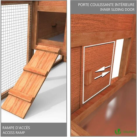 VOUNOT Poulailler En Bois Avec Pondoir Et Perchoir Accueillant 2 Poules 4 VOUNOT Poulailler En Bois Avec Pondoir Et Perchoir Accueillant 2 Poules – Image 4