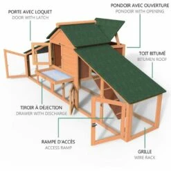 VOUNOT Poulailler En Bois XL Avec Pondoir Et Perchoir -Poulailler et élevage de la basse-cour Soldes 2022 16517335 5