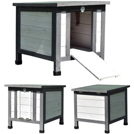 MUCOLA Maison De Chat Blanc/gris Maison De Chat Extérieur Chat Grotte Litière Boîte De Bois Maison De Chat 2 MUCOLA Maison De Chat Blanc/gris Maison De Chat Extérieur Chat Grotte Litière Boîte De Bois Maison De Chat – Image 2