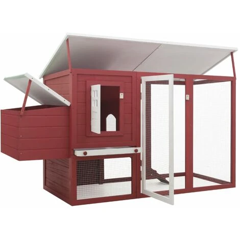 Poulailler D'extérieur Avec 1 Nichoir Rouge Bois VidaXL 2 Poulailler D'extérieur Avec 1 Nichoir Rouge Bois VidaXL – Image 2
