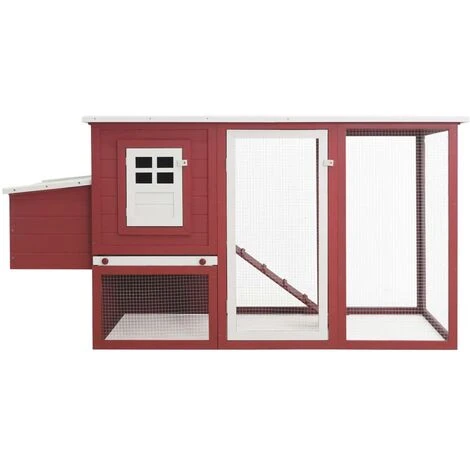 Poulailler D'extérieur Avec 1 Nichoir Rouge Bois VidaXL 3 Poulailler D'extérieur Avec 1 Nichoir Rouge Bois VidaXL – Image 3