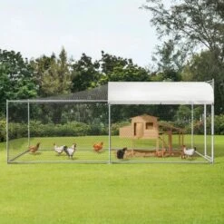 IDMARKET Enclos BOGOTA 8 M² Parc Grillagé 2x4x1,6 M Acier Galvanisé Avec Filet - Naturel -Poulailler et élevage de la basse-cour Soldes 2022 19996433 3