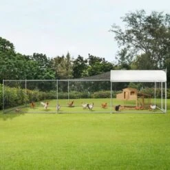 IDMARKET Enclos BOGOTA 12 M² Parc Grillagé 2x6x1,6 M Acier Galvanisé Avec Filet - Naturel -Poulailler et élevage de la basse-cour Soldes 2022 19996436 3