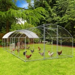 IDMARKET Enclos Poulailler Dôme 22,5 M² Parc Grillagé 3x7,5 M Avec Porte Latérale - Naturel -Poulailler et élevage de la basse-cour Soldes 2022 21649724 5