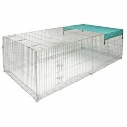 KERBL Enclos Extérieur Avec Toit Gris - Gris