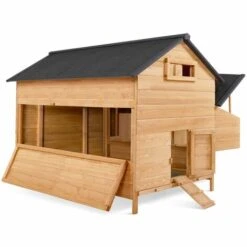 IDMARKET Poulailler Chalet 15 à 18 Poules Avec Pondoir En Bois - Naturel -Poulailler et élevage de la basse-cour Soldes 2022 24446975 4