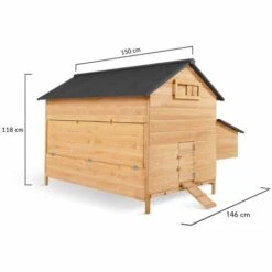 IDMARKET Poulailler Chalet 15 à 18 Poules Avec Pondoir En Bois - Naturel -Poulailler et élevage de la basse-cour Soldes 2022 24446975 5