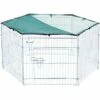PawHut Parc Enclos Modulable Acier 6 Panneaux Et 1 Porte Pour Chiens Ø 120 X 60 Cm Gris Métal Vert