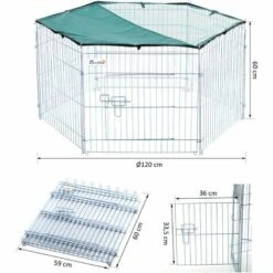 PawHut Parc Enclos Modulable Acier 6 Panneaux Et 1 Porte Pour Chiens Ø 120 X 60 Cm Gris Métal Vert 7 PawHut Parc Enclos Modulable Acier 6 Panneaux Et 1 Porte Pour Chiens Ø 120 X 60 Cm Gris Métal Vert -Poulailler et élevage de la basse-cour Soldes 2022 25007915 3