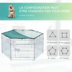 PawHut Parc Enclos Modulable Acier 6 Panneaux Et 1 Porte Pour Chiens Ø 120 X 60 Cm Gris Métal Vert 9 PawHut Parc Enclos Modulable Acier 6 Panneaux Et 1 Porte Pour Chiens Ø 120 X 60 Cm Gris Métal Vert -Poulailler et élevage de la basse-cour Soldes 2022 25007915 5