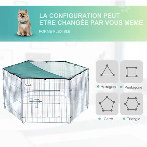 PawHut Parc Enclos Modulable Acier 6 Panneaux Et 1 Porte Pour Chiens Ø 120 X 60 Cm Gris Métal Vert 5 PawHut Parc Enclos Modulable Acier 6 Panneaux Et 1 Porte Pour Chiens Ø 120 X 60 Cm Gris Métal Vert – Image 5