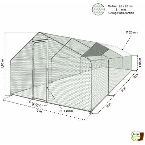 TERRE JARDIN Enclos Poulailler / Volière Extérieur 18m2 2 TERRE JARDIN Enclos Poulailler / Volière Extérieur 18m2 – Image 2