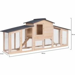 IDMARKET Poulailler VIP Avec Clapier Double XXL En Bois - Naturel -Poulailler et élevage de la basse-cour Soldes 2022 2811558 4