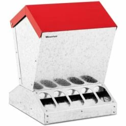 WIESENFIELD Mangeoire Automatique Pour Volaille Poule Canard Oie 12 Kg En Acier Galvanisé - Gris, Rouge