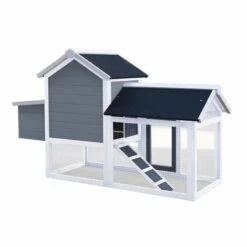 WILTEC Poulailler Avec Nichoir & Enclos Extérieur Gris Maisonnette Bac Amovible Pour Nettoyage Cage -Poulailler et élevage de la basse-cour Soldes 2022 29583983 3