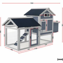 WILTEC Poulailler Avec Nichoir & Enclos Extérieur Gris Maisonnette Bac Amovible Pour Nettoyage Cage -Poulailler et élevage de la basse-cour Soldes 2022 29583983 4
