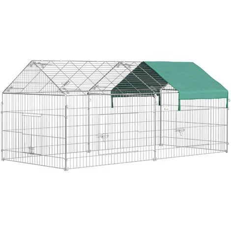 PawHut Parc Enclos Métal époxy Cage Extérieure Dim. 2,20L X 1,03l X 1,03H M 3 Portes Et Trappe Surface Abrité PE Vert - Vert 1 PawHut Parc Enclos Métal époxy Cage Extérieure Dim. 2,20L X 1,03l X 1,03H M 3 Portes Et Trappe Surface Abrité PE Vert - Vert