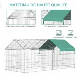PawHut Parc Enclos Métal époxy Cage Extérieure Dim. 2,20L X 1,03l X 1,03H M 3 Portes Et Trappe Surface Abrité PE Vert - Vert 8 PawHut Parc Enclos Métal époxy Cage Extérieure Dim. 2,20L X 1,03l X 1,03H M 3 Portes Et Trappe Surface Abrité PE Vert - Vert -Poulailler et élevage de la basse-cour Soldes 2022 38927036 4