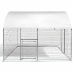 IDMARKET Enclos Poulailler Dôme 7,5 M² Parc Grillagé 3x2,5 M Avec Porte Latérale - Naturel -Poulailler et élevage de la basse-cour Soldes 2022 41828827 3