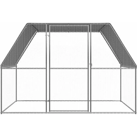 VidaXL Poulailler D'extérieur 3x2x2 M Acier Galvanisé - Argent 2 VidaXL Poulailler D'extérieur 3x2x2 M Acier Galvanisé - Argent – Image 2