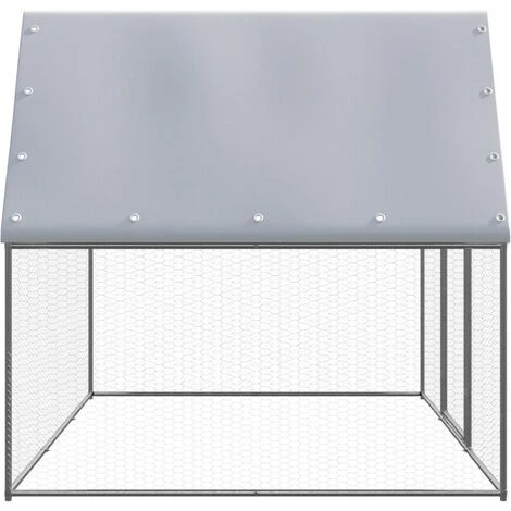 VidaXL Poulailler D'extérieur 3x2x2 M Acier Galvanisé - Argent 3 VidaXL Poulailler D'extérieur 3x2x2 M Acier Galvanisé - Argent – Image 3