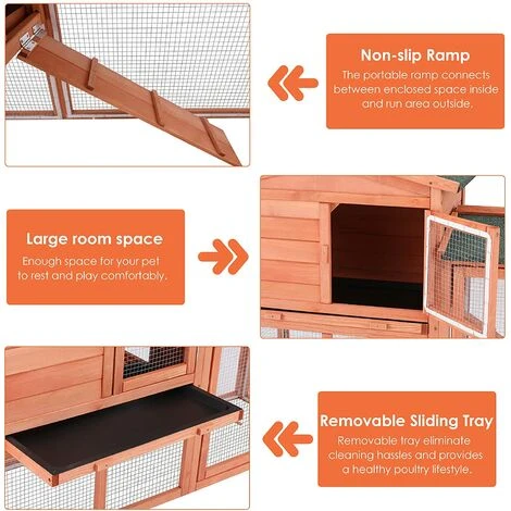 BAMNY Clapier Boi Exterieur, Cage à Lapin, Petit Enclos Pour Animaux, Avec Escaliers, Imperméable, Facile à Nettoyer, Grille Stable, 150 X 54 X 89,5 Cm 2 BAMNY Clapier Boi Exterieur, Cage à Lapin, Petit Enclos Pour Animaux, Avec Escaliers, Imperméable, Facile à Nettoyer, Grille Stable, 150 X 54 X 89,5 Cm – Image 2