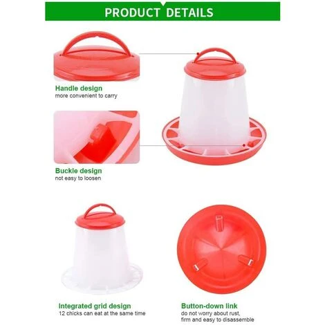 TANABATA Kit D'alimentation Et D'eau Pour Poussin Pour Fontaines De Volaille Jusqu'à 12 Poussins, Gril Facile à Nettoyer, Très Pratique Pour Poulailler 3 TANABATA Kit D'alimentation Et D'eau Pour Poussin Pour Fontaines De Volaille Jusqu'à 12 Poussins, Gril Facile à Nettoyer, Très Pratique Pour Poulailler – Image 3