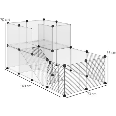 PawHut Cage Parc Enclos Modulable Petits Animaux De Compagnie - Dim. Standards 140L X 70l X 70H Cm - 27 Panneaux Bords Arrondis - Résine PP Fils D'acier Noir - Noir 3 PawHut Cage Parc Enclos Modulable Petits Animaux De Compagnie - Dim. Standards 140L X 70l X 70H Cm - 27 Panneaux Bords Arrondis - Résine PP Fils D'acier Noir - Noir – Image 3
