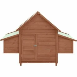 VidaXL Poulailler Moka Et Blanc 152x96x110 Cm Bois De Sapin Massif - Brun -Poulailler et élevage de la basse-cour Soldes 2022 49609485 3