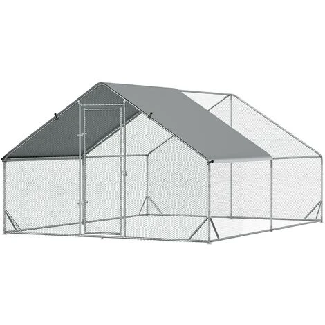PawHut Enclos Poulailler Chenil 12 M² - Parc Grillagé Dim. 4L X 3l X 2H M - Espace Couvert - Acier Galvanisé 1 PawHut Enclos Poulailler Chenil 12 M² - Parc Grillagé Dim. 4L X 3l X 2H M - Espace Couvert - Acier Galvanisé