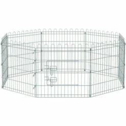 SONGMICS FEANDREA Parc Pour Chien Pliable, Enclos Lapin, Animaux, Argent PPK001W01 - Argent