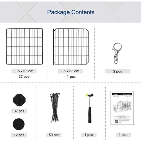 SONGMICS Clôture Pour Animaux Domestiques, 2 Niveaux, Enclos Modulable, Pour Petits Animaux, Lapins, Cochon D’Inde, Panneaux Grillagés, Usage Intérieur, 143 X 73 X 71 Cm, Noir LPI06H - Noir 4 SONGMICS Clôture Pour Animaux Domestiques, 2 Niveaux, Enclos Modulable, Pour Petits Animaux, Lapins, Cochon D’Inde, Panneaux Grillagés, Usage Intérieur, 143 X 73 X 71 Cm, Noir LPI06H - Noir – Image 4