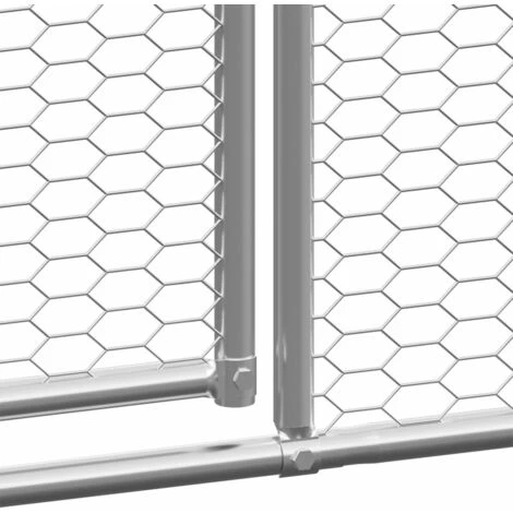 VidaXL Poulailler D'extérieur 3x2x2 M Acier Galvanisé - Argent 4 VidaXL Poulailler D'extérieur 3x2x2 M Acier Galvanisé - Argent – Image 4