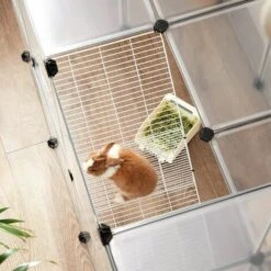 SONGMICS Parc Modulable Pour Cochon D'Inde, Cage Avec Escaliers, 143 X 73 X 91 Cm, Enclos Avec Panneaux, Pour Hamsters, Lapins, Petits Animaux, Transparent LPC005W01 - Transparent -Poulailler et élevage de la basse-cour Soldes 2022 55483261 3