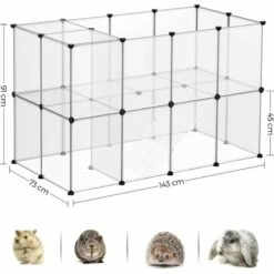 SONGMICS Parc Modulable Pour Cochon D'Inde, Cage Avec Escaliers, 143 X 73 X 91 Cm, Enclos Avec Panneaux, Pour Hamsters, Lapins, Petits Animaux, Transparent LPC005W01 - Transparent -Poulailler et élevage de la basse-cour Soldes 2022 55483261 5