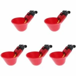 DENUOTOP Abreuvoirs Abreuvoir à Poule Automatique Tasses D'eau Potable Rouge Abreuvoir Poules Bien Pratique En Plastique Pour Oiseaux Poule Volaille - 5PCS