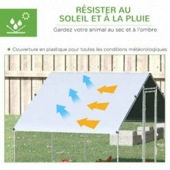 PawHut Enclos Poulailler Chenil 6 M² - Parc Grillagé Dim. 3L X 2l X 2H M - Poulailler Chenil Entièrement Couvert - Acier Galvanisé - Gris -Poulailler et élevage de la basse-cour Soldes 2022 64395790 5