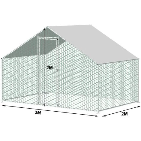 HOBAG Enclos Poulailler 6 M² Parc Grillagé 3x2 M Acier Galvanisé - Naturel 2 HOBAG Enclos Poulailler 6 M² Parc Grillagé 3x2 M Acier Galvanisé - Naturel – Image 2
