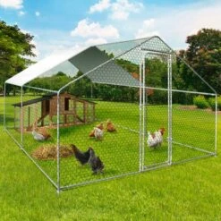 IDMARKET Enclos Poulailler 12 M² Parc Grillagé 4x3 M Acier Galvanisé - Naturel