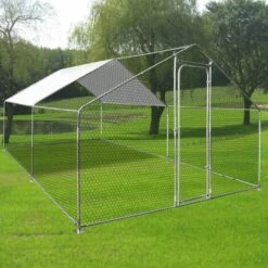 IDMARKET Enclos Poulailler 12 M² Parc Grillagé 4x3 M Acier Galvanisé - Naturel -Poulailler et élevage de la basse-cour Soldes 2022 6873364 5