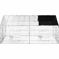 TECTAKE Parc D'Extèrieur ? Lapins Et Petits Rongeurs Avec 1 Toit En Métal 180 Cm X 75 Cm X 75 Cm Noir - Noir -Poulailler et élevage de la basse-cour Soldes 2022 7514462 3