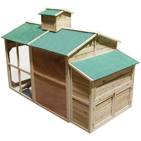 WILTEC Poulailler En Bois Style Cottage Avec Enclos Extérieur Nichoir Cage Élevage Basse-cour 2 WILTEC Poulailler En Bois Style Cottage Avec Enclos Extérieur Nichoir Cage Élevage Basse-cour – Image 2